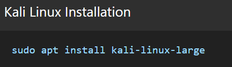 Kali Installation Command